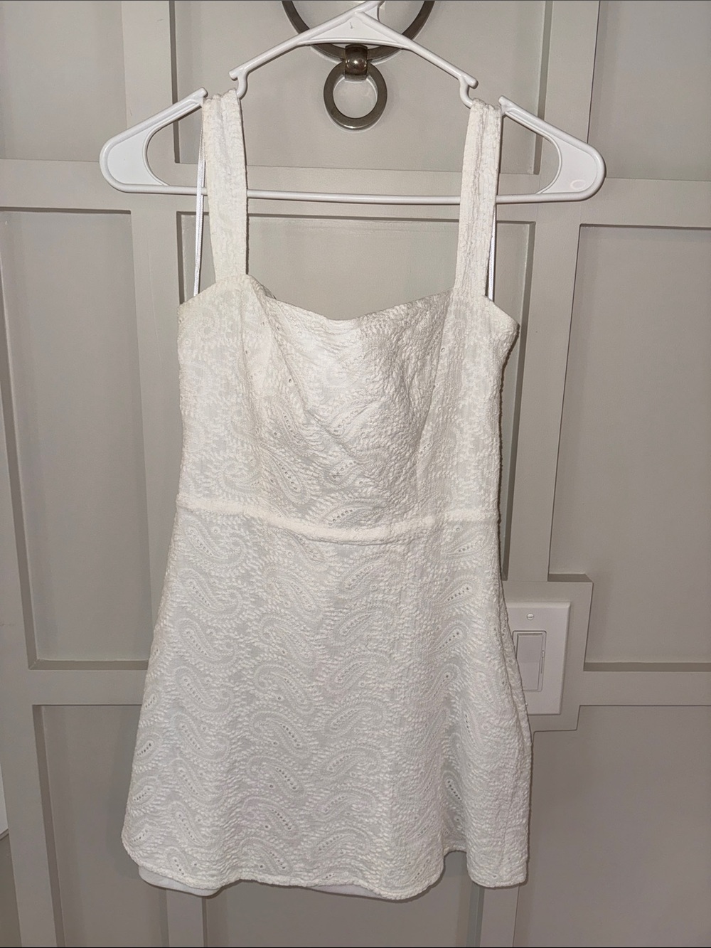 Princess Polly White Textured Square-Neck Mini Dress